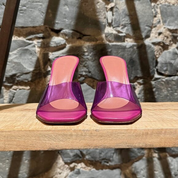 Amina Muaddi Purple Lupita Glass Heeled Mules - Picture 4 of 13
